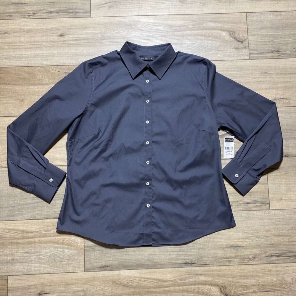 Bay Studio Womens Long Sleeve Button Up Shirt Size XL Gray